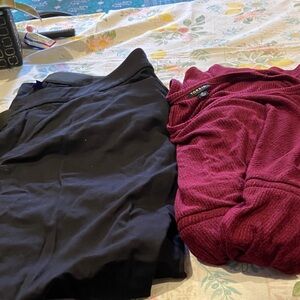 torrid Burgundy Ribbed Knit Top with Black pants